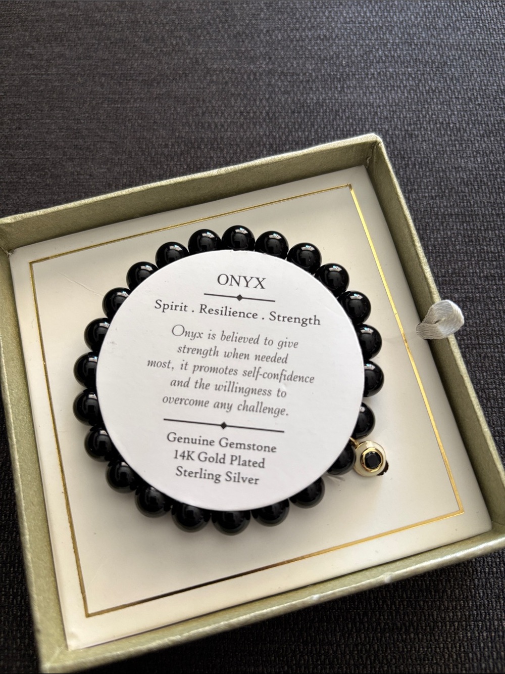 Onyx Black Beaded Bracelet with Gold Accent by Onyx